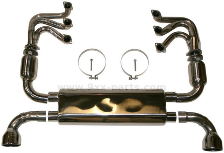 Sport headers with rear exhaust